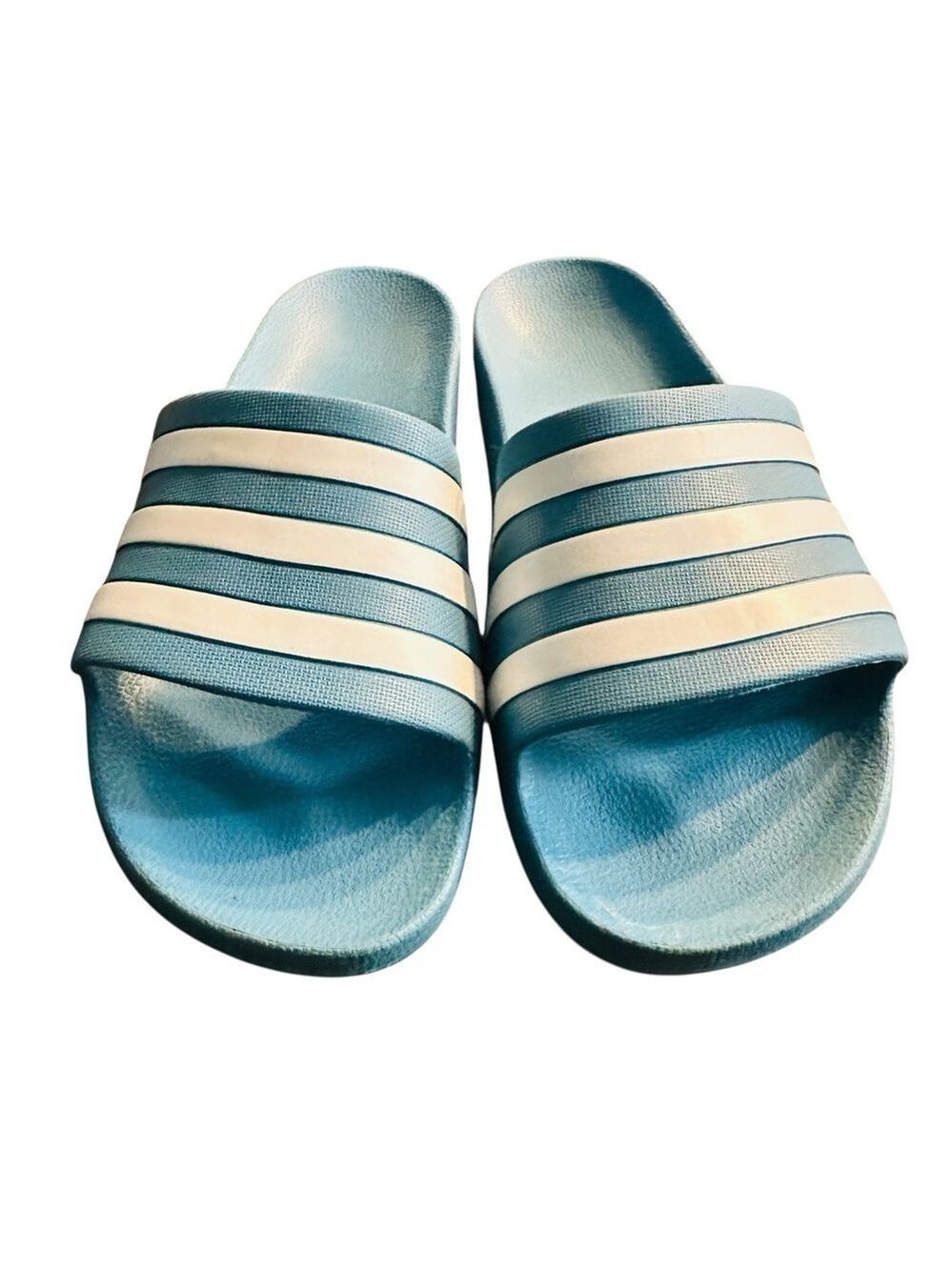 Adidas‎ Adilette Aqua Slides Women’s Size 11 Light Blue White Stripes - Picture 6 of 9